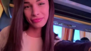 Hot brunette gives Risky Blowjob in Public Bus - Fiamurr